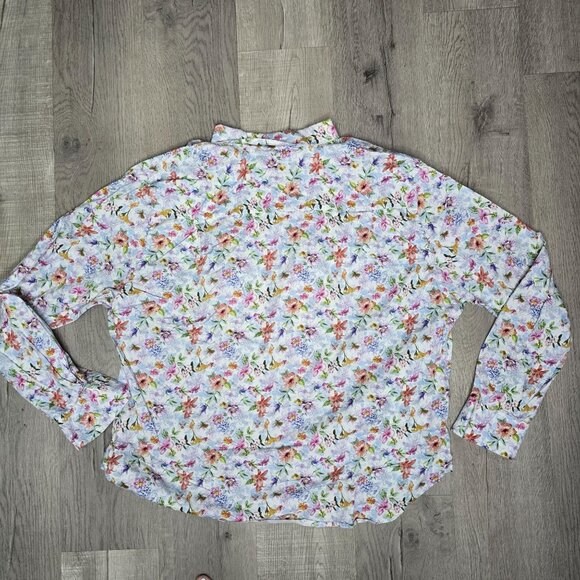 Mens Floral Print Long Sleeve Shirt XXL By Michaels colorfull bright loud flower - Picture 1 of 5